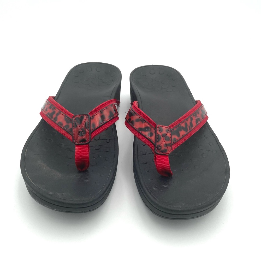 Vionic Women Tide Black Sole Red Thong Orthpedic Flip Flop Thong Sandals Sz 9 - Picture 2 of 6
